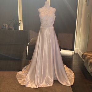 Women’s White 2 Piece Wedding Prom Party Dress Halter Neck Corset Back Size 8